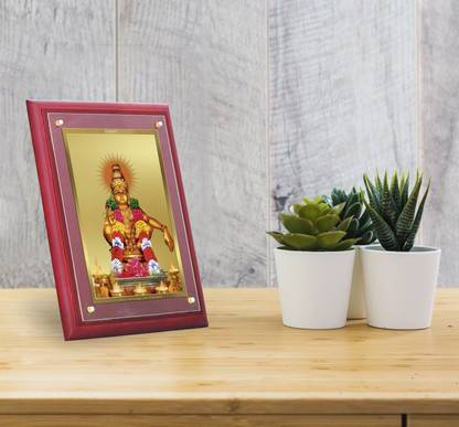 DIVINITI Ayyappan Gold Plated Wall Photo Frame Table Décor|MDF 3, 24K Gold Plated Foil Religious Frame