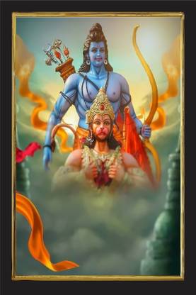 PRANVIGIFTS RAM JI WITH HANUMAN JI Religious Frame