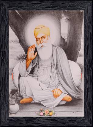 Bmsales Bisrat Creations guru nanak dev ji photo frame | size= 10 inch/ 13.5 inch Religious Frame