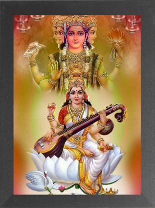 Nuoshopping Maa Saraswati/Saraswati mata/hanswahini/vinadharni / Saraswati Devi Maa Religious Frame