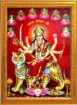 Sunframing Durga maa photo frame with laminated sheet . size [ 5x7 inch ] Religious Frame
