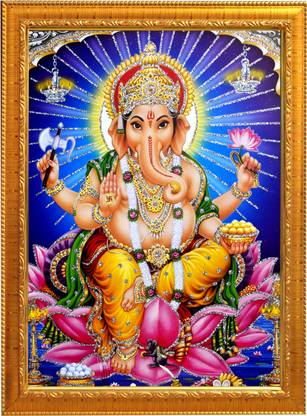 Sunframing Ganesh ji photo frame with laminated sheet . size [ 5X7 inch ]. Religious Frame