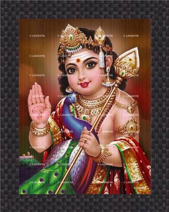 Lavanyas Murugan With Peacock Religious Frame