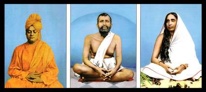 Deshkart RAMKRISHNA SARADA VIVEKANANDA (10X5 INCH) LAMINATED PHOTO+BACK SUPPORT MOUNT Religious Frame