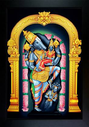 क्राउड हॉल वरह स्वामी फोटो फ्रेम | श्री वरह स्वामी विथ लक्ष्मी देवी (10 X 13.5 IN ) रिलीजियस फ्रेम