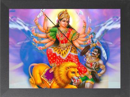 DECORPRINT DESIGN Durga Maa Nav Roop Photo Frame,Durga Maa Photo Frame ,Durga Maa Painting A4 Religious Frame