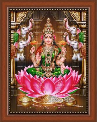 Lavanyas Lakshmi Devi With Elephants Religious Frame