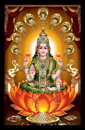 DIGITOUCH DESIGN Goddess Mahalakshmi Photo Frame,GajaLakshmi,Dhanalakshmi,Mahalaxmi 8x6 inch Religious Frame