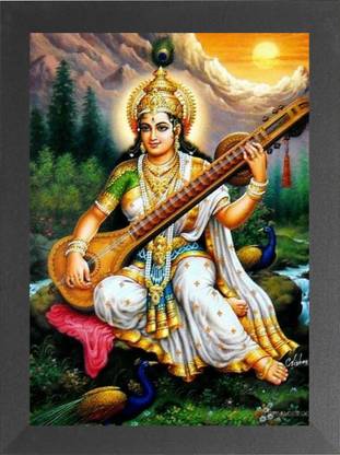 Nuoshopping Maa Saraswati/Saraswati mata/hanswahini/vinadharni / Saraswati Devi Maa Religious Frame