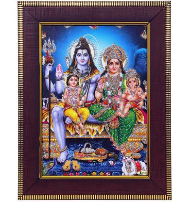 Dharmikk Lord Shiv Family Photo Frame | Hindu Bhagwan Devi Devta Photo Religious Frame