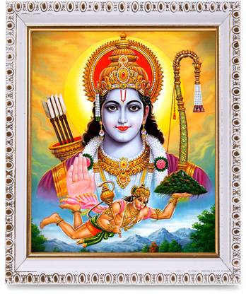 PrintShare Religious Image of Shri Ram Bhagwan with Hanumanji Religious Frame