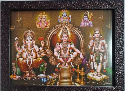 VGS MARKETINGS God Ganesh Ganapathy Ayyappan Iyyappa Kartikeya Murugan Religious Frame