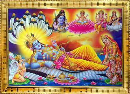 Maharajas Hindu God Vishnu Digital Printed 12X10 inch Photo Frame Religious Frame
