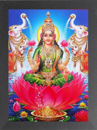 DECORPRINT DESIGN Laxmi Mata For Diwali Pooja, laxmi mata devi, MAA LAXMI, DHAN LAXMI,(8X12)A4 Religious Frame