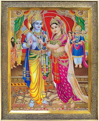 koshtak Shri Ram Sita Vivah/Marriage Sita Ram In Darbar Religious Frame