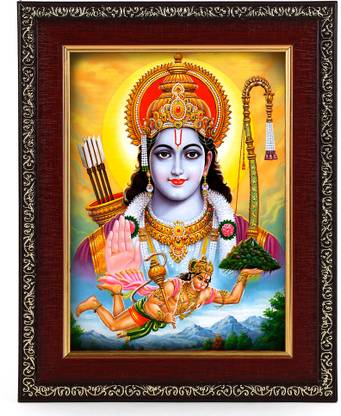 PrintShare Religious Image of Shri Ram Bhagwan with Hanumanji Religious Frame