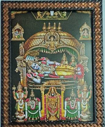 VGS MARKETINGS Srirangam Ranganatha Swamy With Lakshmi Padmavati Religious Frame