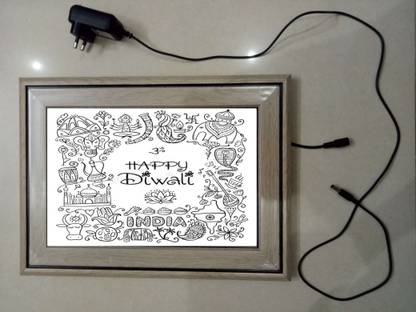 ANSHUL INTERNET , HAPPY DIWALI , SIZE 11.5 *15.5 INCH LED PHOTO FRAME Religious Frame