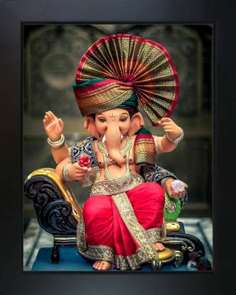 RV SALES Ganesh ganpati ji Photo Frame for Wall Hanging Gift/Temple/puja Room/Home Decor Photo Frame Religious Frame