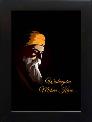 PY Creation Guru Nanak Dev Ji with Waheguru Mehar Kare Religious Frame