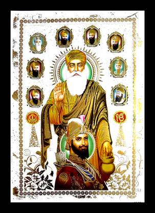 SUNINOW big size guru nanak dev ji painting ( 35 x 26 cm ) Religious Frame