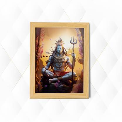 NEW TRENDING BSR Shiv shambhu mahadev shankar photo frame for pooja&living Room Size(10×13.5INCH) Religious Frame