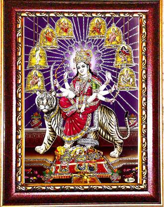 VCARTNOW durga Maa/ambe/sherawali/nav durga on tiger mata vaishno ma devi dp (02) Religious Frame