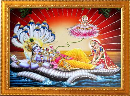 Sunframing Vishnu laxmi ji photo frame with laminated sheet . size [ 5x7 inch ] Religious Frame
