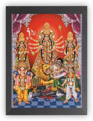 US COLLECTION Goddess Durga Mata Photo Frame for Pooja Room and Wall Hanging Religious Frame Religious Frame