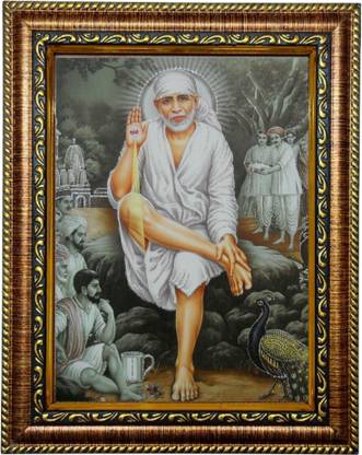 Hitech Hi Tech Divinity Eternity Spirituality Shridi Sai Baba God Wooden Photo Frame Religious Frame