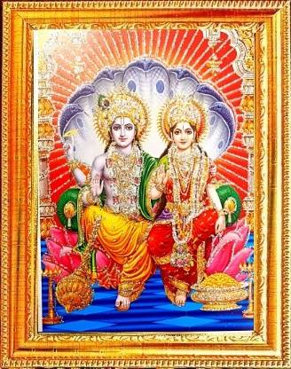 SUNINOW vishnu laxmi Photo Frame for Pooja Room with Wall Hook ( 29 x 23 cm ) Religious Frame