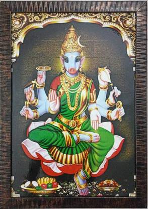 DIGITOUCH DESIGN Varahi Devi Amman Photo Frame Brown Big size 18x12 inch Religious Frame