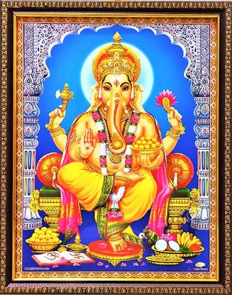 shreya arts frame wth glass Ganpati/Ganesha/Vinayaka/Pillaiyar/Shree Ganesh Photo Religious Frame