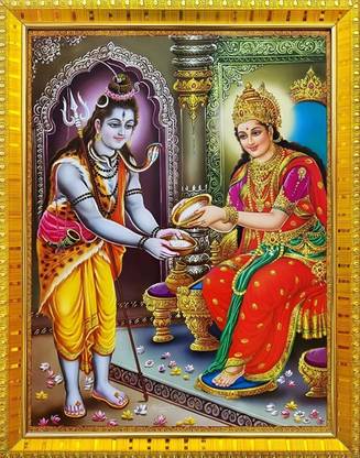 SL GIFTS Annapurna Maa photo frame 5X7 SIZE WOOD WALL PHOTO Religious Frame