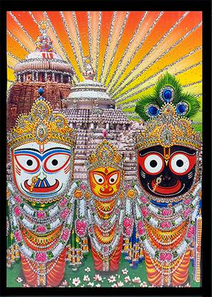 Deshkart JAGANNATH-BALARAM-SUVADRA (5 IN X 7 IN) LAMINATED PHOTO WITH BACK SUPPORT MOUNT Religious Frame