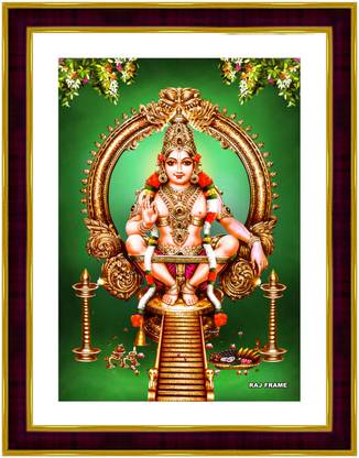 RAJ FRAME God Ayyappan Swamy Sabarimala Green Background (25Cm×20Cm×2Cm) Religious Frame