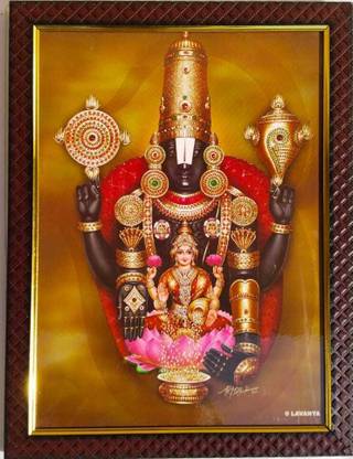 TPT TPT Sri Lakshmi Venkateswara Swamy Photo Frame (Wooden 9x12 inch). Religious Frame