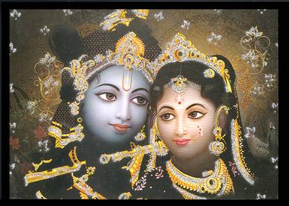 Deshkart RADHA KRISHNA (7 INCH X 5 INCH) LAMINATED PHOTO WITH BACK SUPPORT MOUNT Religious Frame