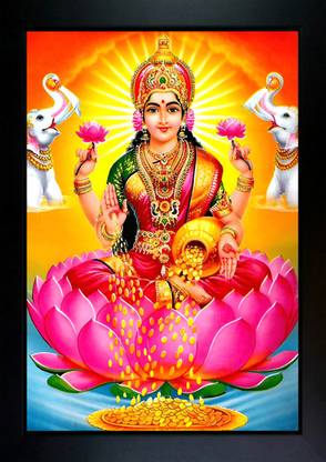 CrowdHall Laxmi Mata Photo Frame | Laxmi Maa ( 10 x 13.5 IN ) Religious Frame