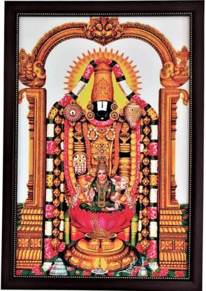 SujArta Lakshmi Venkateshwara Photo, Premium Vinyl Print, Quality 20*14 Inc, 4 mm Board Religious Frame