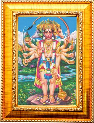 Nuoshopping hanuman / pawanputra / bajarangbali / sankatmochan / panchmukh (8x12) Religious Frame