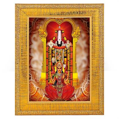 PrintShare Religious Image of Shri Tirupati Balaji Lord Venkateswara with Lakshmi Mata Religious Frame