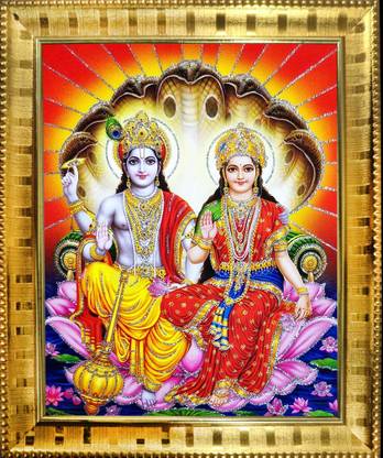 Maharajas Lord Lakshmi Narayanan Hindu God Photo Frame 7X5 inch Religious Frame