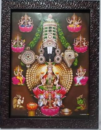 VGS MARKETINGS Tirupati Balaji Sri Venkateswara Perumal with Ashta Lakshmi Religious Frame