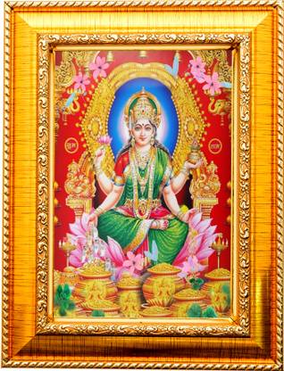 DECORPRINT DESIGN Laxmi Mata For Diwali Pooja, laxmi mata devi, MAA LAXMI, DHAN LAXMI,(8X12)A4 Religious Frame