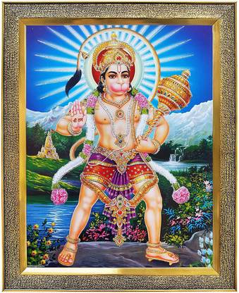 koshtak Hanuman Bajrangbali Ji Standing With Gada In Hand Religious Frame