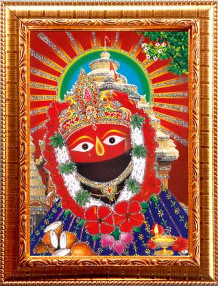 Deshkart TARINI MATA GOLDEN PHOTO FRAME SMALL SIZE (6.5 X 8.5) INCH RECTANGULAR Religious Frame
