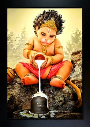 lvy Hanuman Ji Photo Frame | Bajrangbali Photo Frame (8*12) INCH Religious Frame