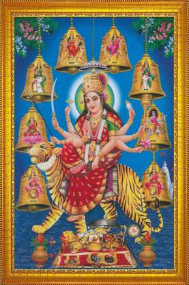 jog craft durga mata photo, maa durga photo, durga maa nav Roop photo frame Religious Frame