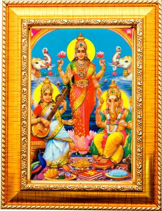 Nuoshopping Laxmi Mata For Diwali Pooja, Dhanteras, MAA LAXMI, DHAN LAXMI,,LAXMI A4 Religious Frame